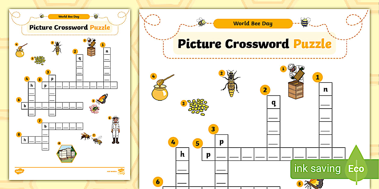 World Bee Day Picture Crossword Puzzle Twinkl