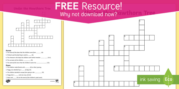 FREE! - Crossword to Support Teaching on Under the Hawthorn Tree