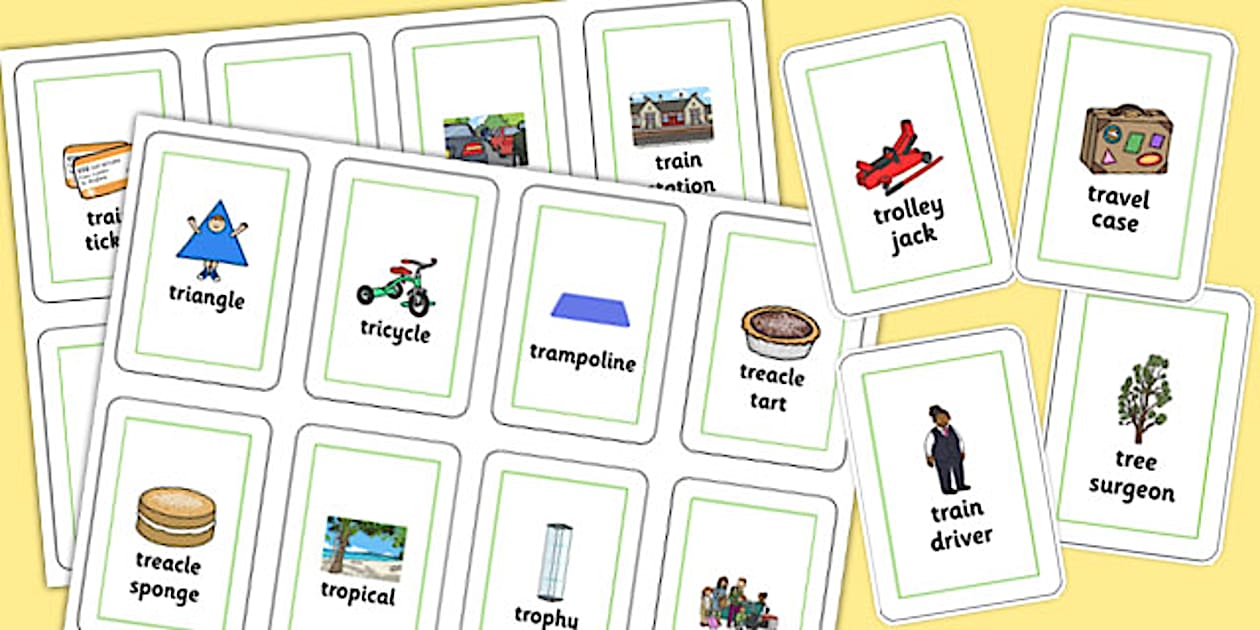 Dyslexic Three Syllable 'TR' Flash Cards (teacher made)