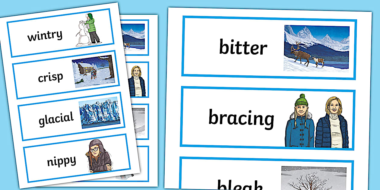 Another Word for Cold Word Cards Twinkl