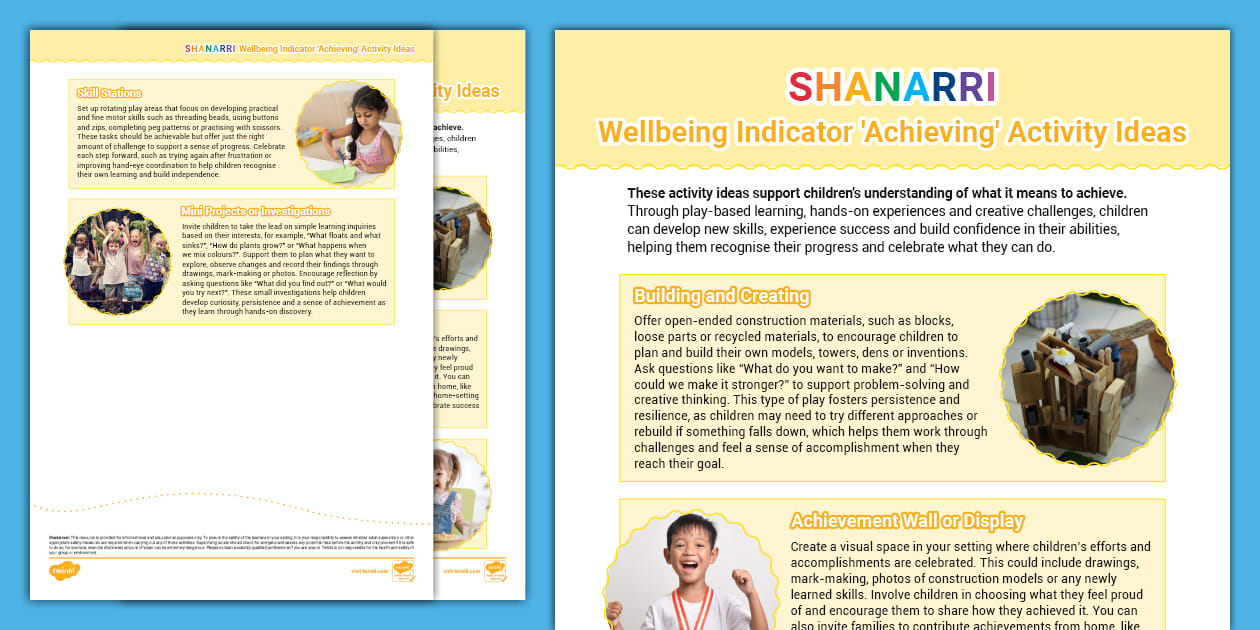 SHANARRI Wellbeing Indicator #39 Achieving #39 Activity Ideas