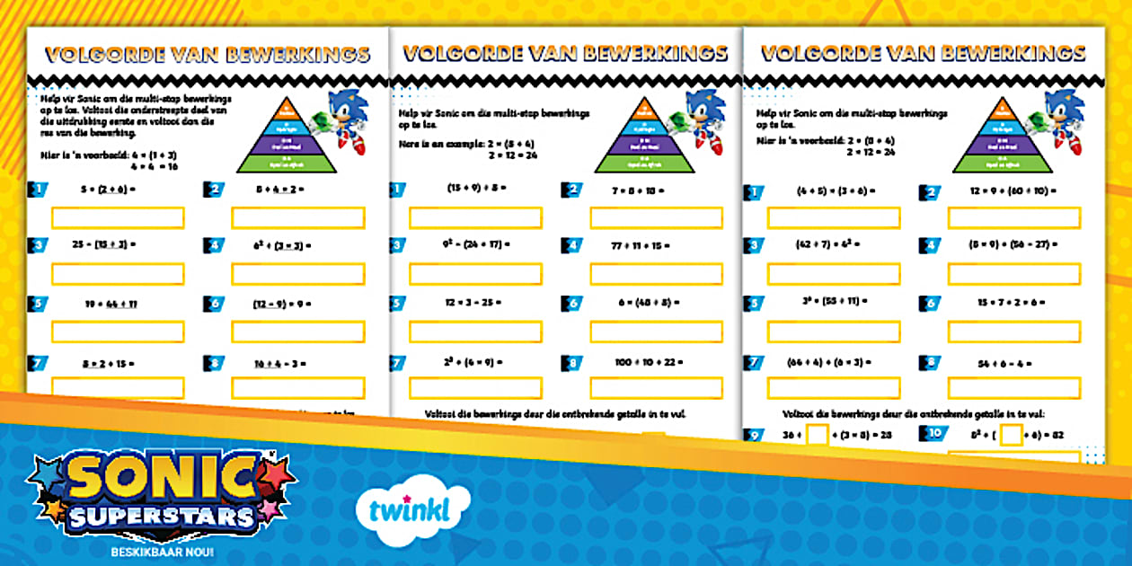 FREE! - Sonic Volgorde van Bewerking Aktiwiteitskaart