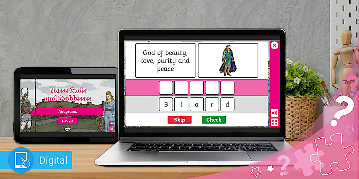 Norse Gods and Goddesses Anagrams Interactive Puzzle Game