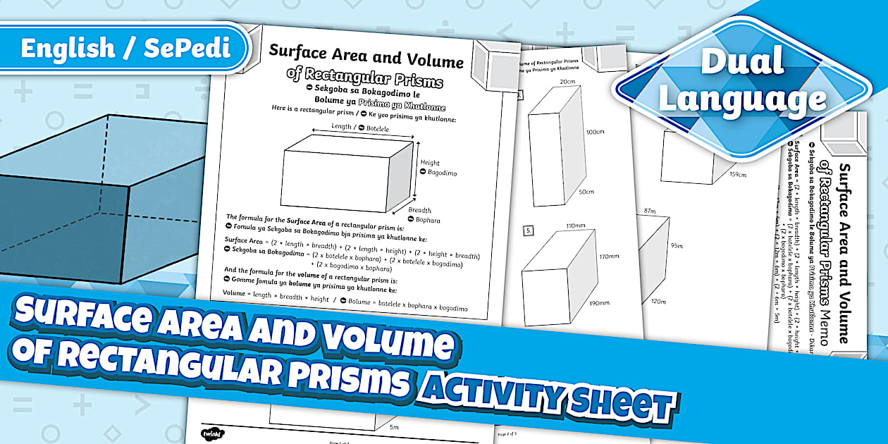 Surface Area and Volume of Rectangular Prisms Sepedi