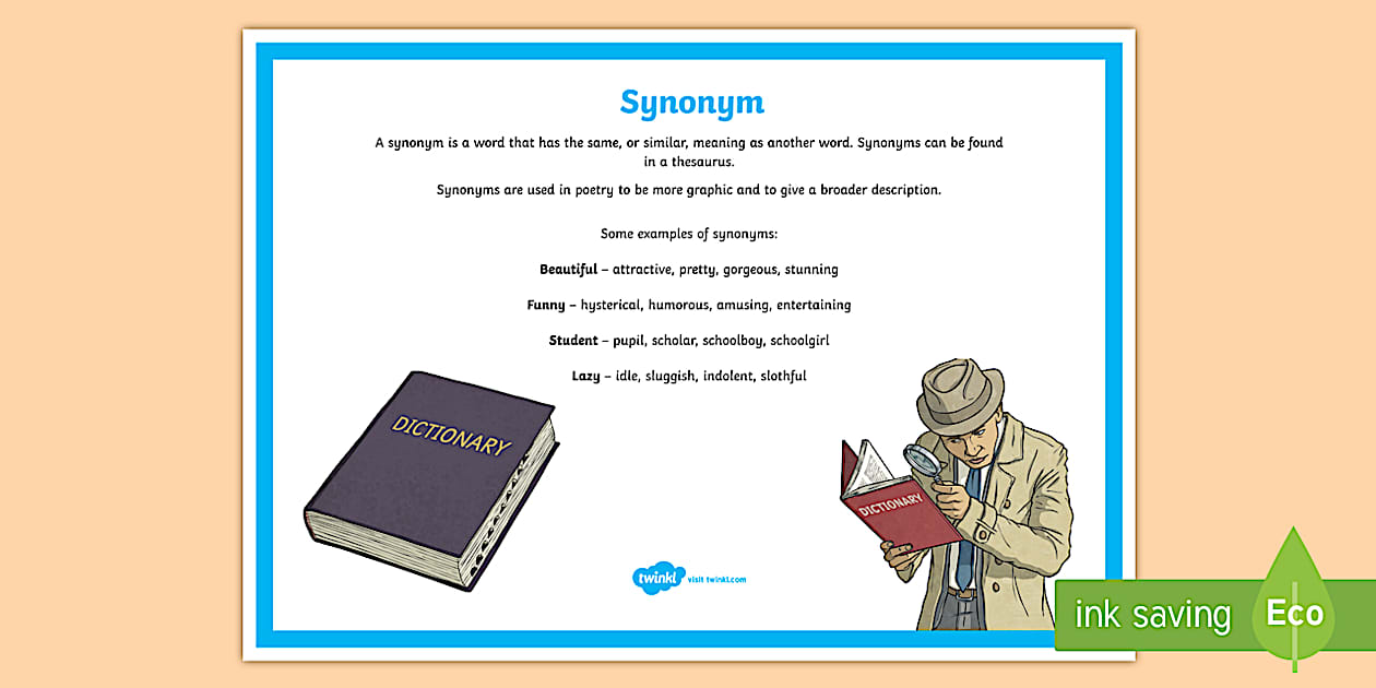 Synonym Poetry Terms A4 Display Poster (teacher made)
