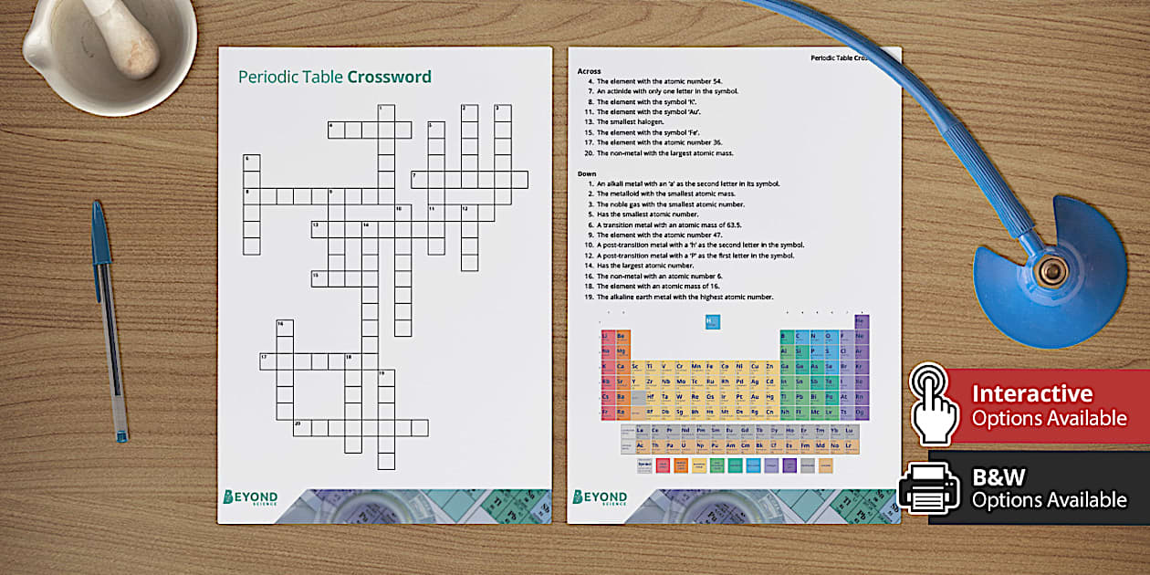 Periodic Table Crossword (professor feito) Twinkl