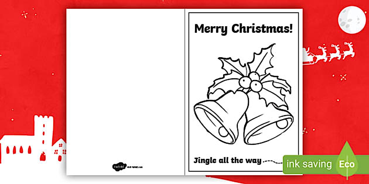 Small Bell Christmas Card Colouring Activity Printable