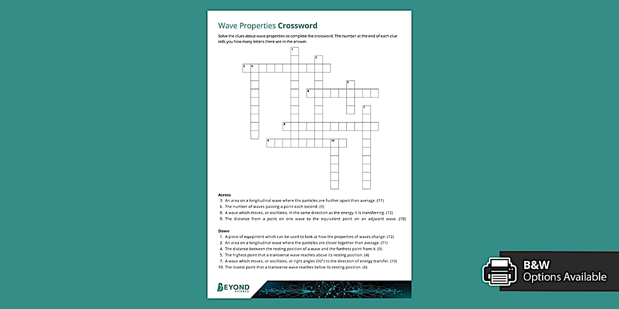 Wave Properties Crossword (Hecho por educadores) Twinkl