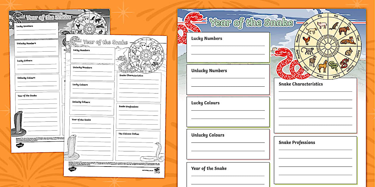 Year of the Snake Fact File Template (Teacher-Made) - Twinkl