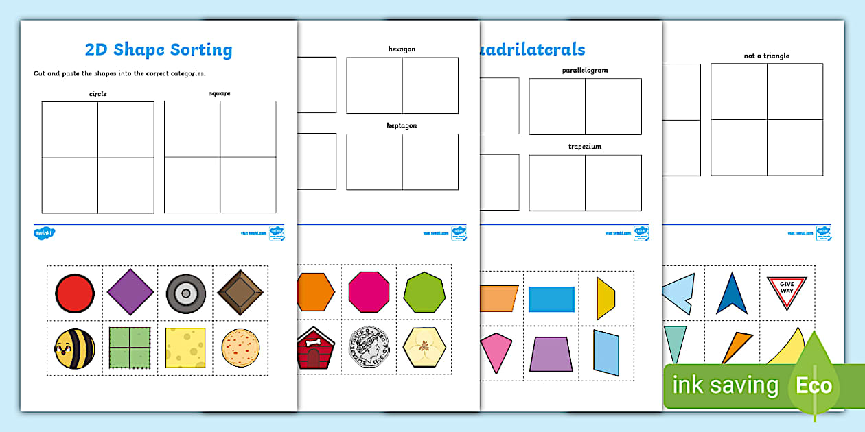Editable 2D Shape Sorting Worksheet (teacher made) - Twinkl