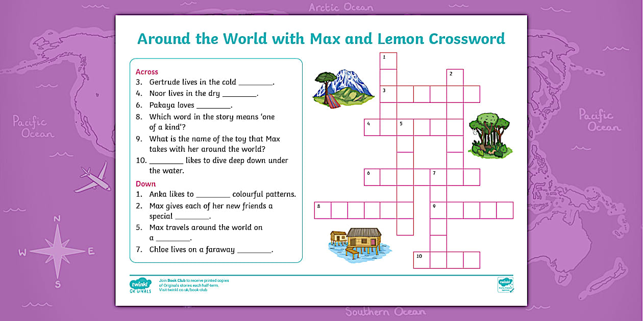 Around the World with Max and Lemon Crossword (teacher made)
