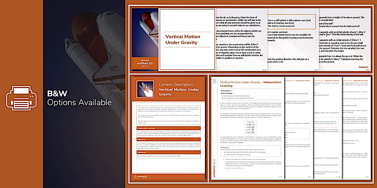 👉 Vertical Motion under Gravity (teacher made) - Twinkl