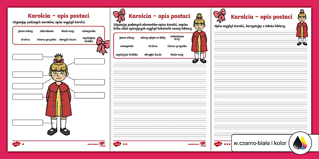 Opis Postaci Lektury Klasa 4 Sp Sprawdzian Karolcia | Opis wyglądu postaci | Lektury szkolne - Twinkl
