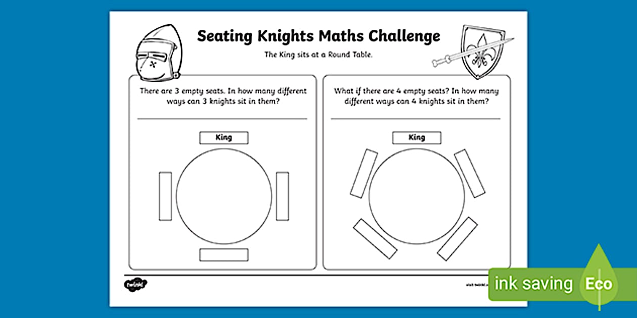 A4 Seating Knights Maths Challenge Poster (teacher made)