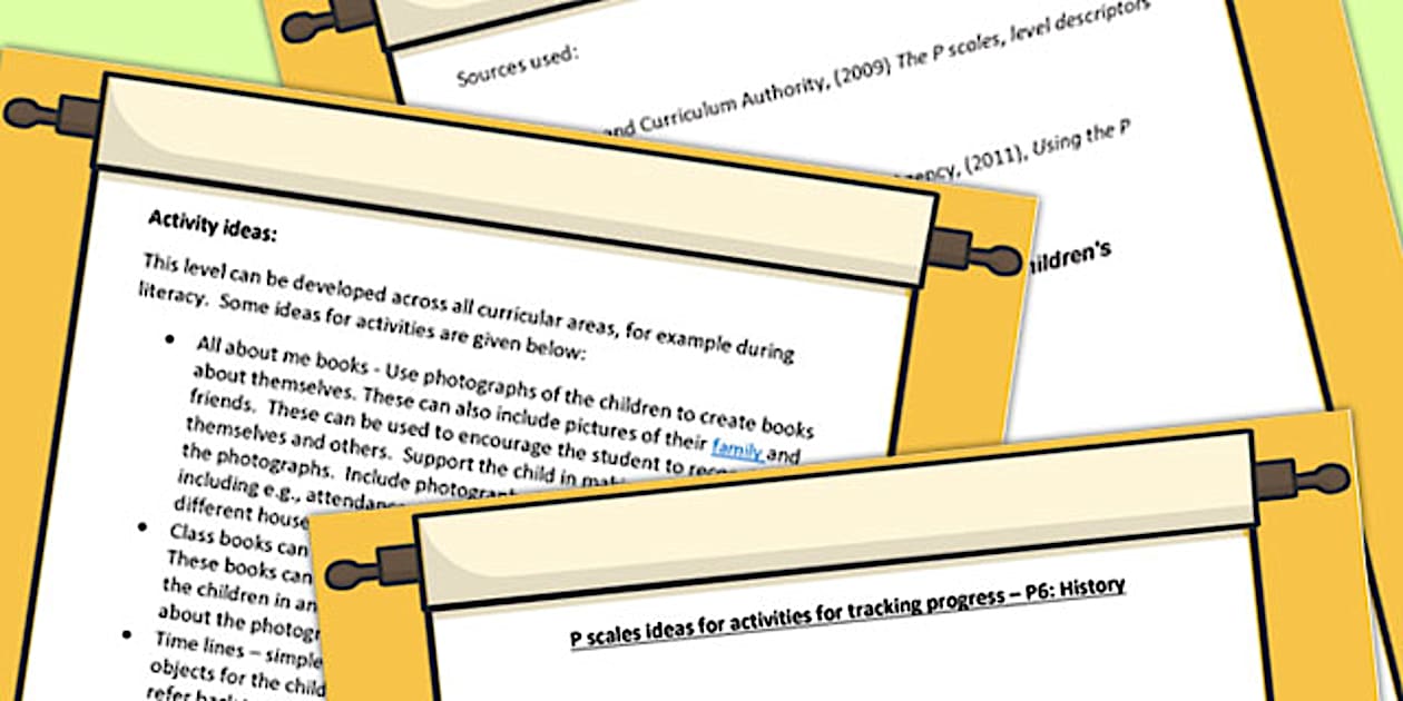 Black and White P Scales Ideas for Activities for Tracking Progress P6 ...