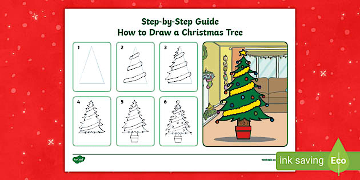 How to Draw A Christmas Tree Drawing Instruction Activity