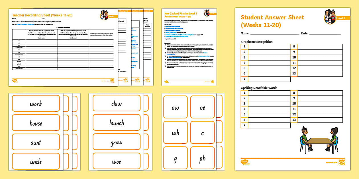 Level 5 Phonics Assessment Pack Weeks 11-20 (teacher made)