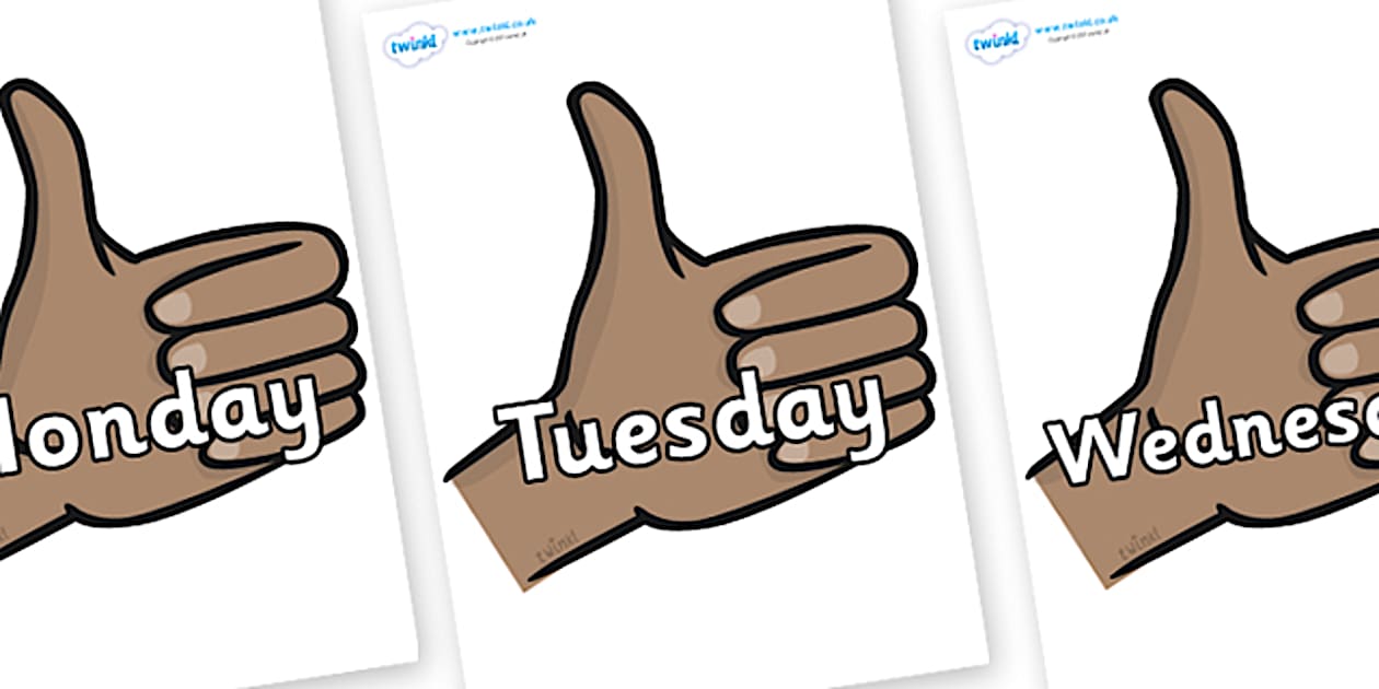 Days of the Week on Thumbs Up (teacher made) - Twinkl