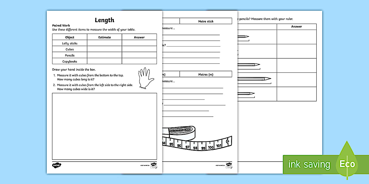 Measuring Length using Non-Standard and Standard Units Worksheet