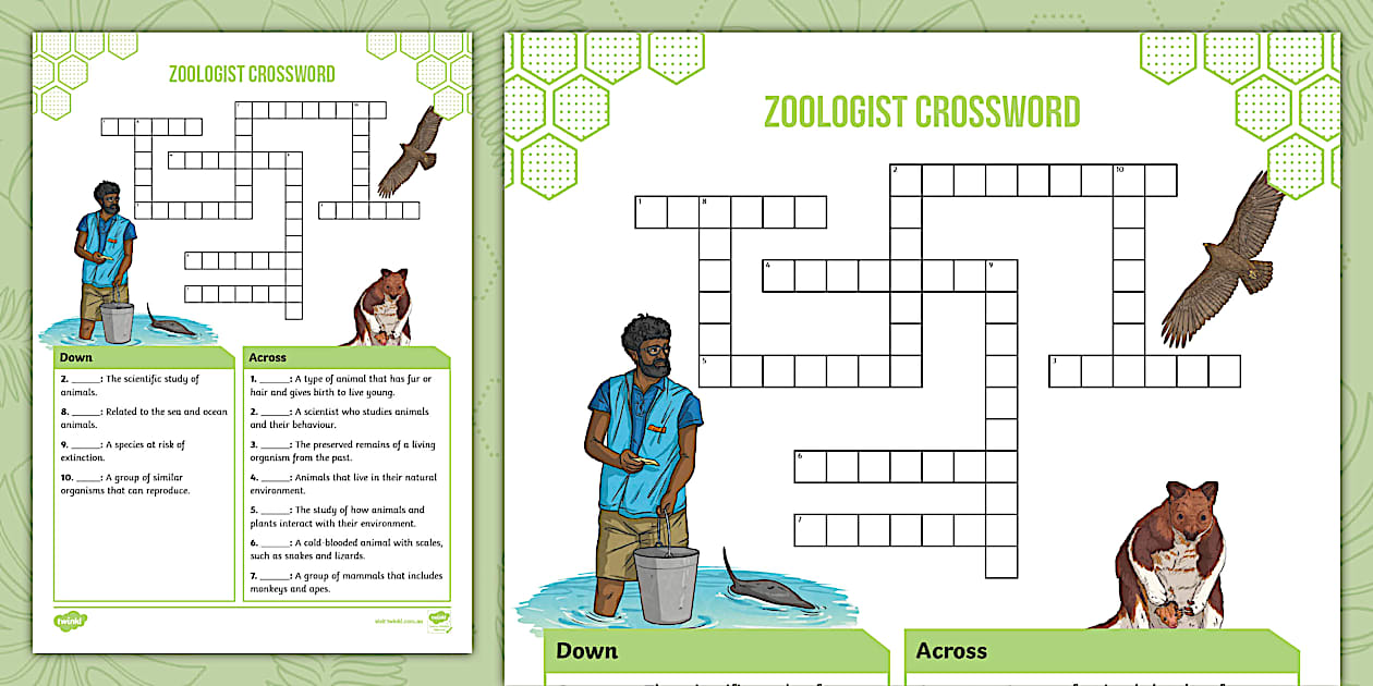 Zoologist Crossword (Hecho por educadores) Twinkl