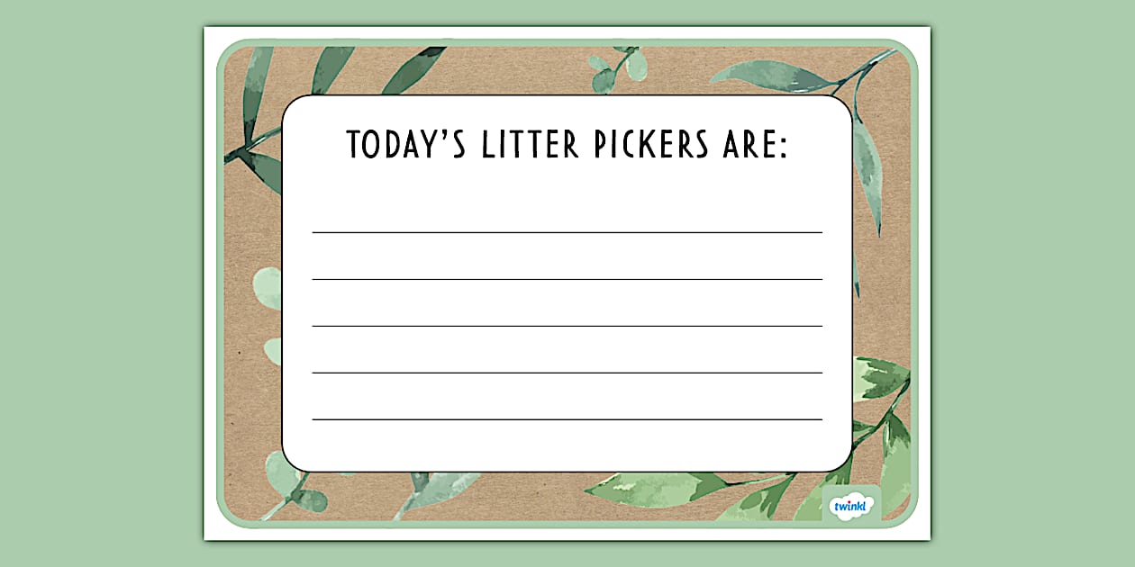 Muted Botanical Themed Litter Pickers Display Poster