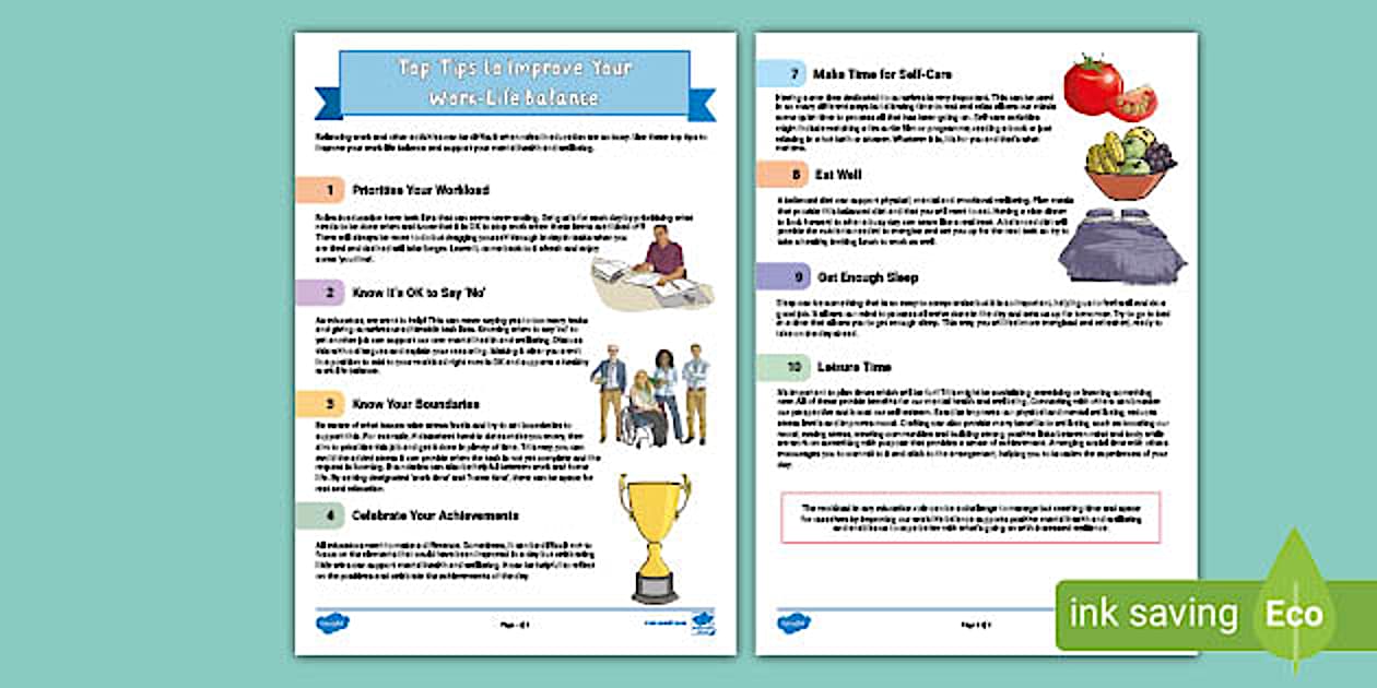 Top Tips to Improve Your Work-Life Balance PDF Resource