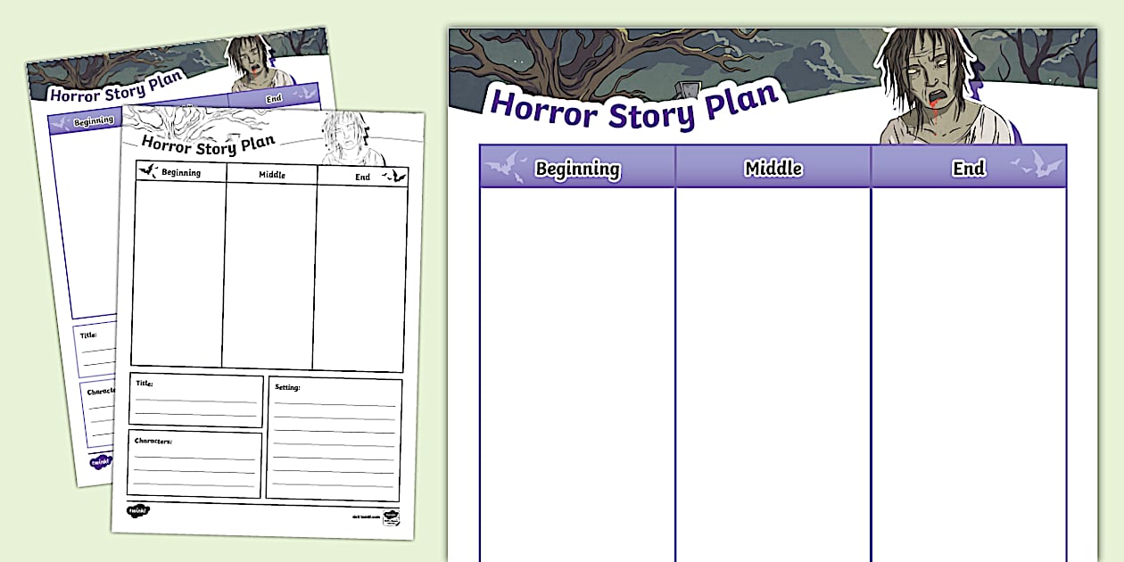 Horror Story Plan Template (teacher made) Twinkl
