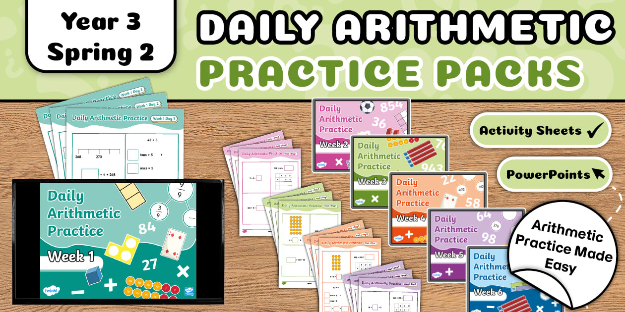 👉 Year 3 Spring 2 Daily Arithmetic Practice Pack - Twinkl