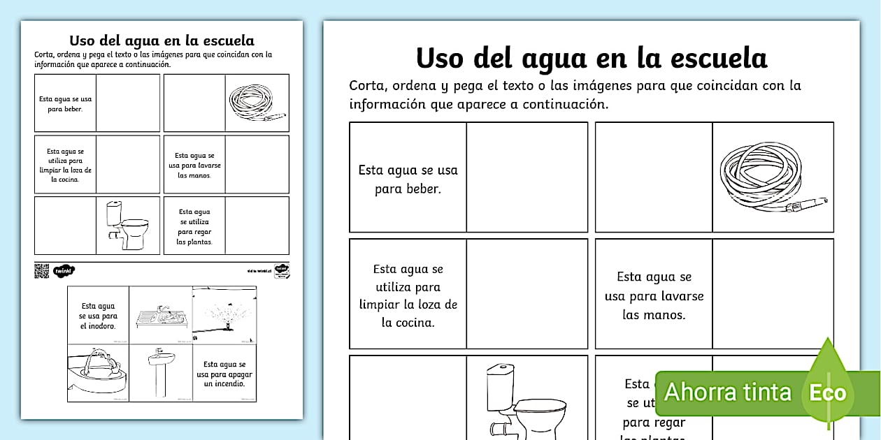 Guía de trabajo: Uso del agua en la Escuela (teacher made)
