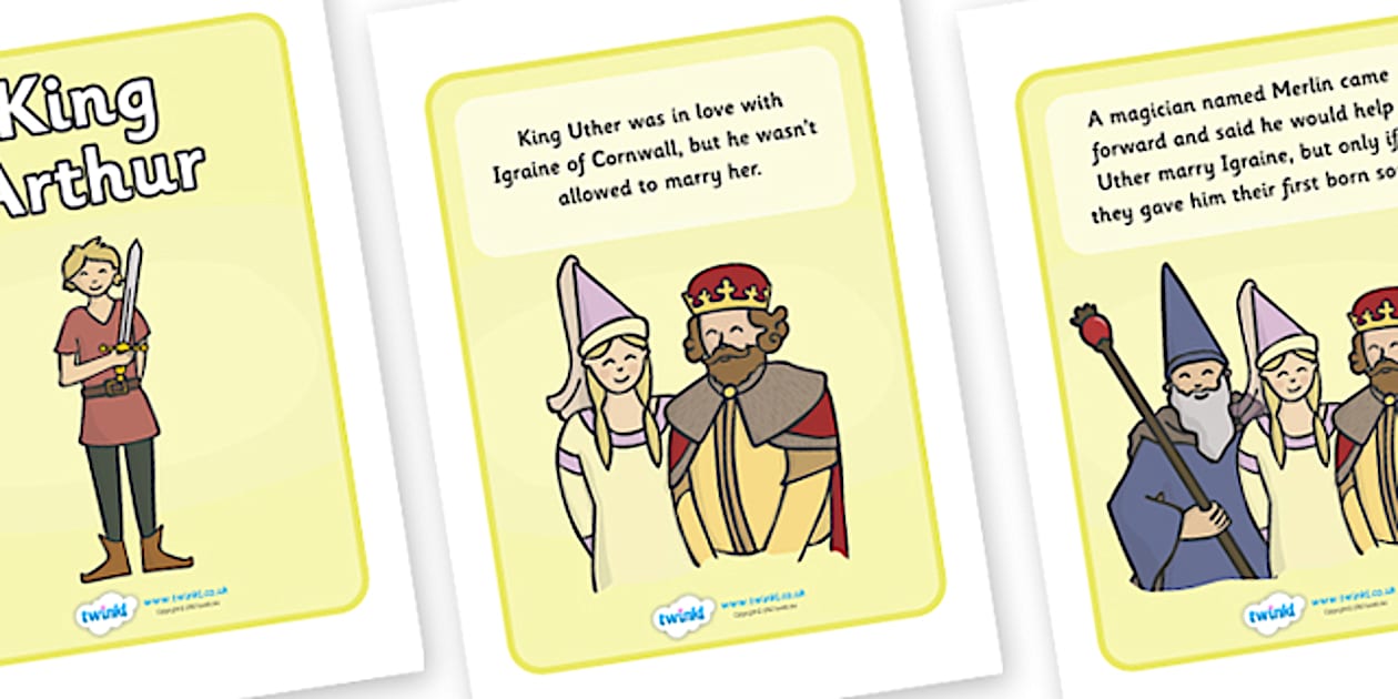 Twinkl-made A4 Legend of King Arthur Story Sequencing Pages