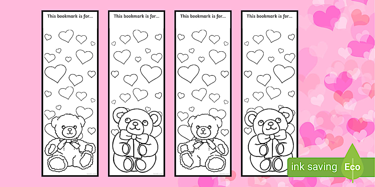 Teddy Bear Bookmarks to Colour - Primary Resources - Twinkl