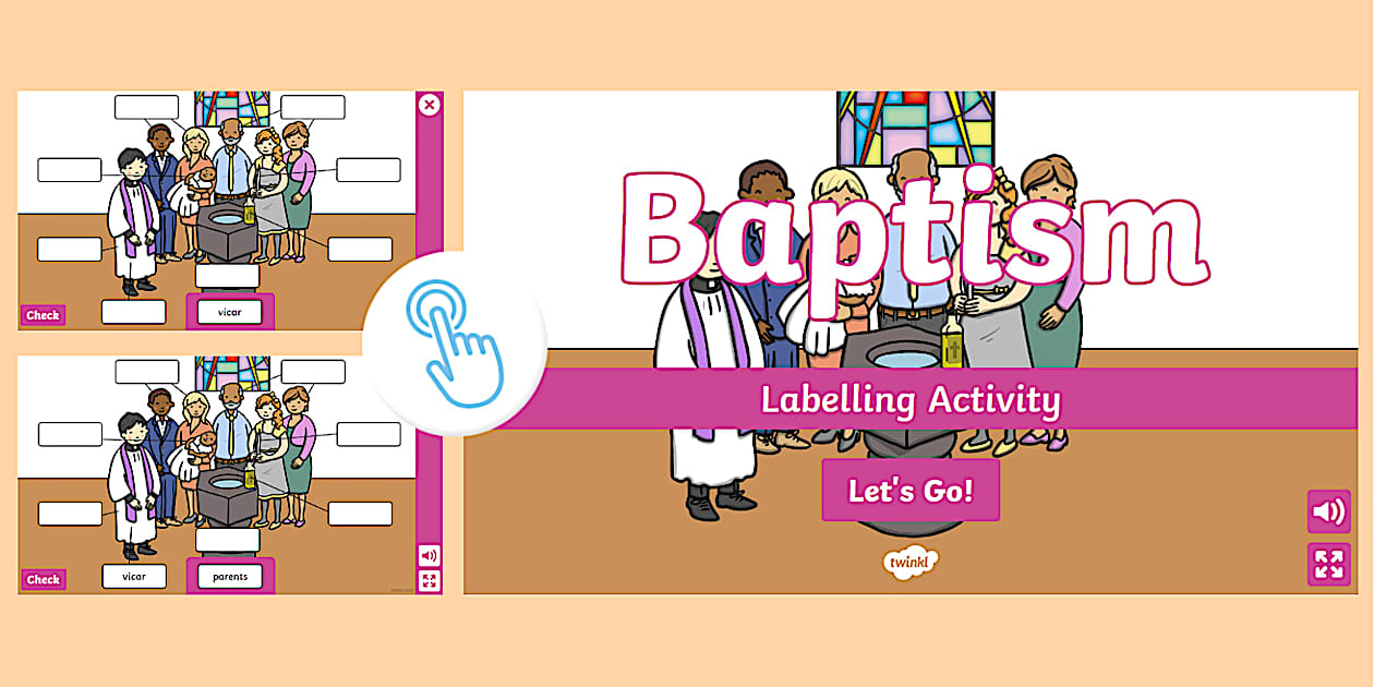 Baptism Interactive Labelling Activity - Twinkl