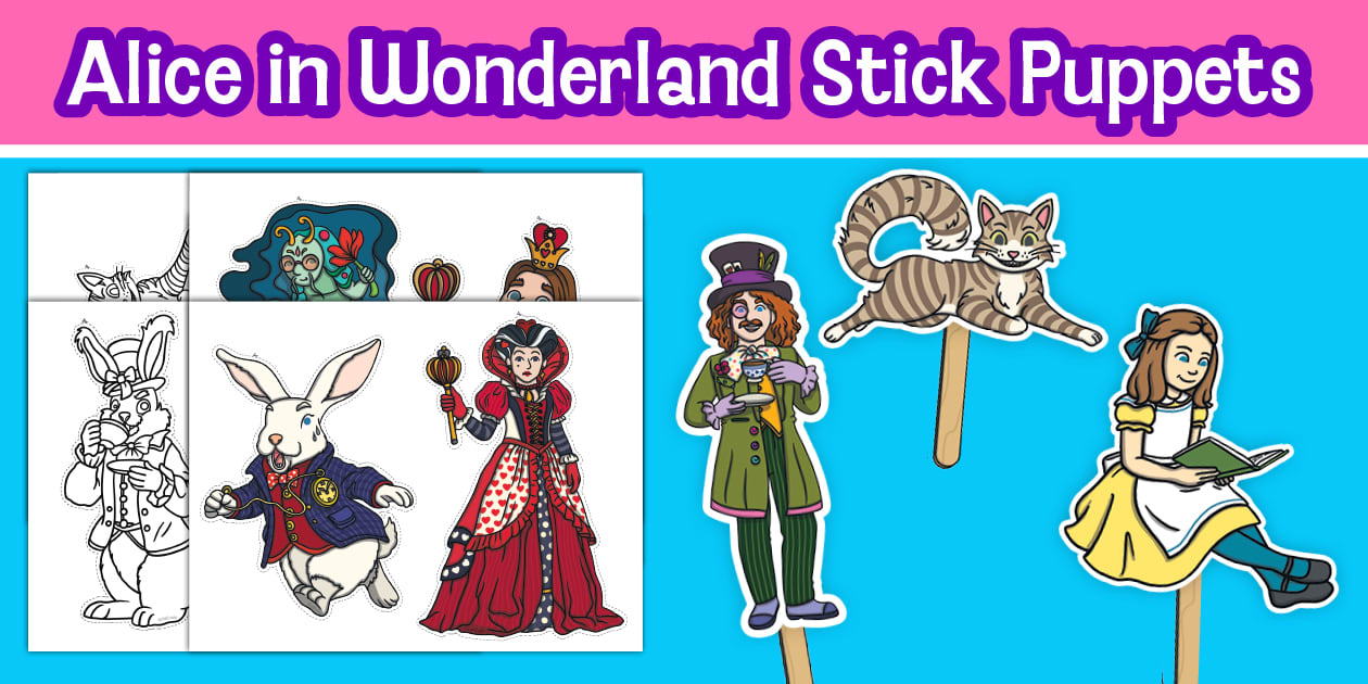 Alice Puppet Alice in Wonderland Stick Puppets