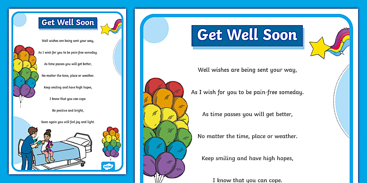 Get Well Soon Poem (teacher made) - Twinkl
