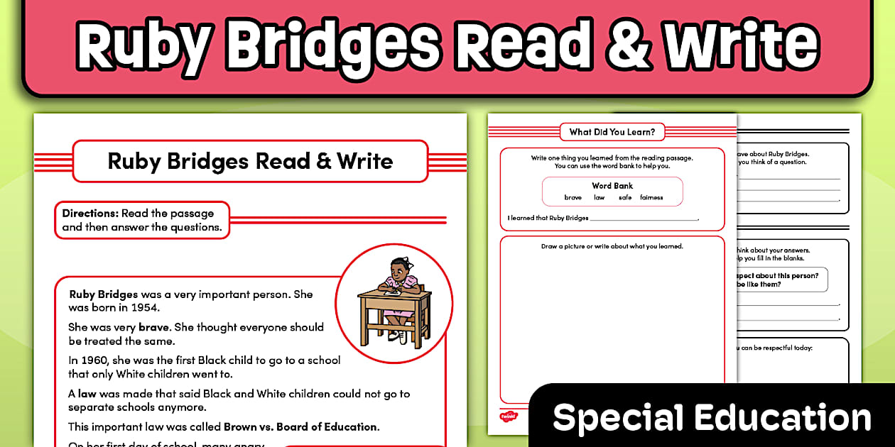 Ruby Bridges Read and Write | Black History Month