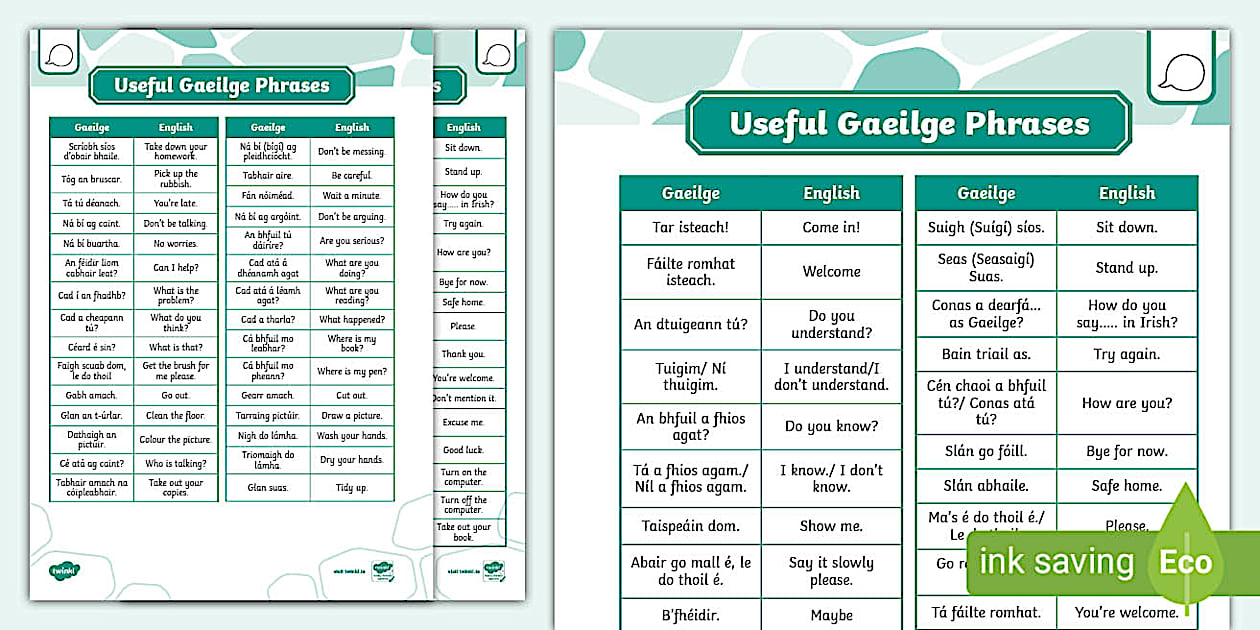 Teacher Planner: Useful Gaeilge for the classroom - Twinkl