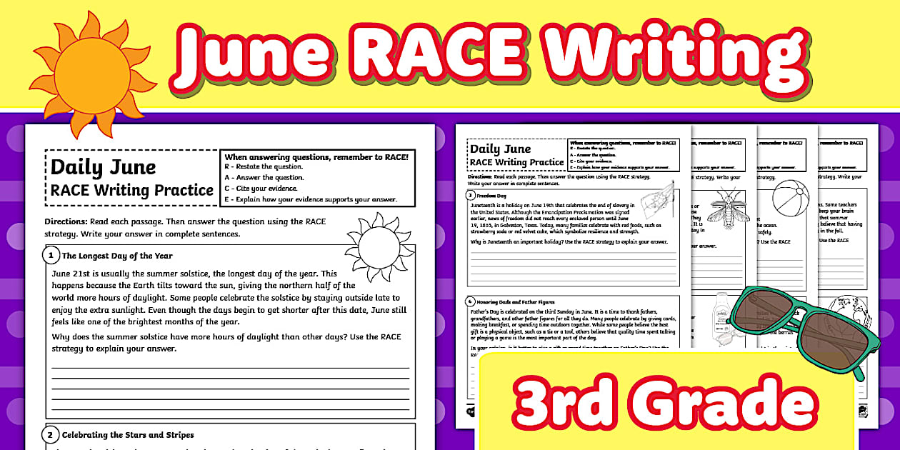 Grade 3 Racing Daily June RACE Writing Practice