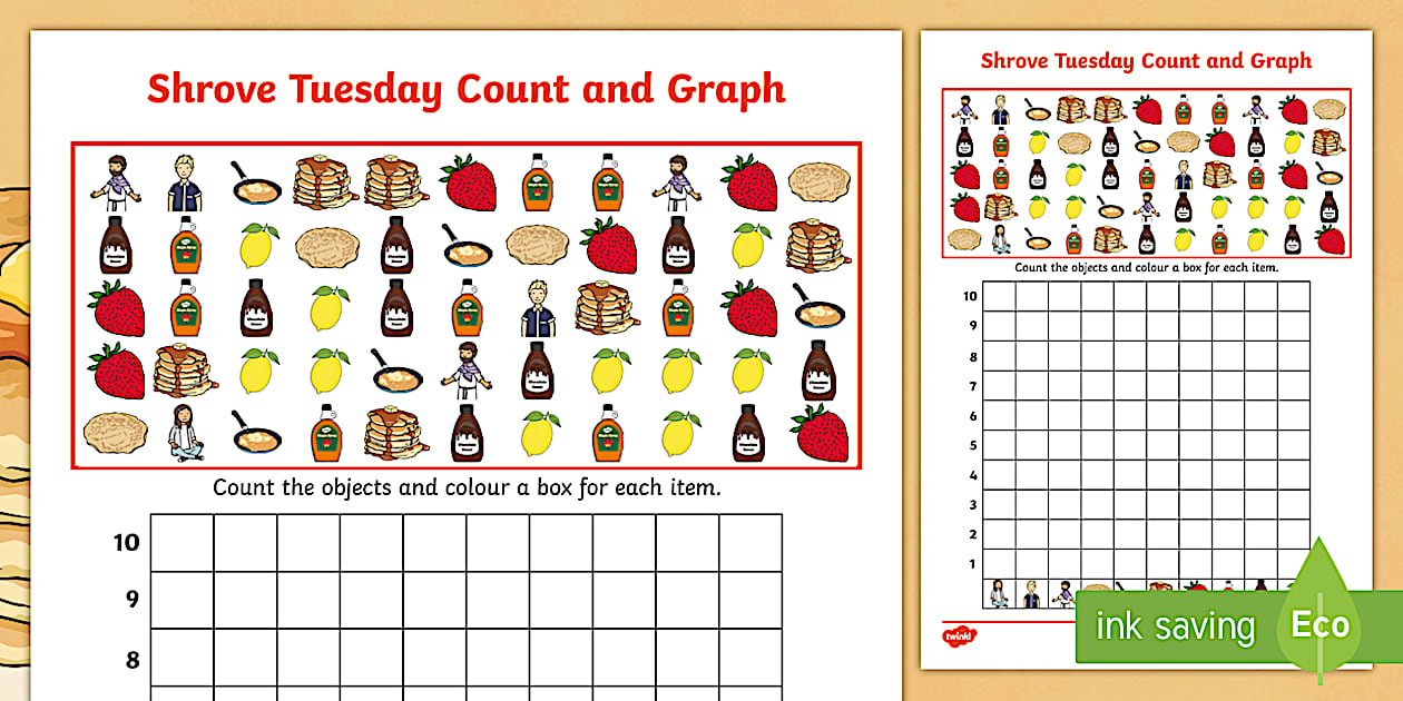 TAS Shrove Tuesday Count and Graph Worksheet (teacher made)