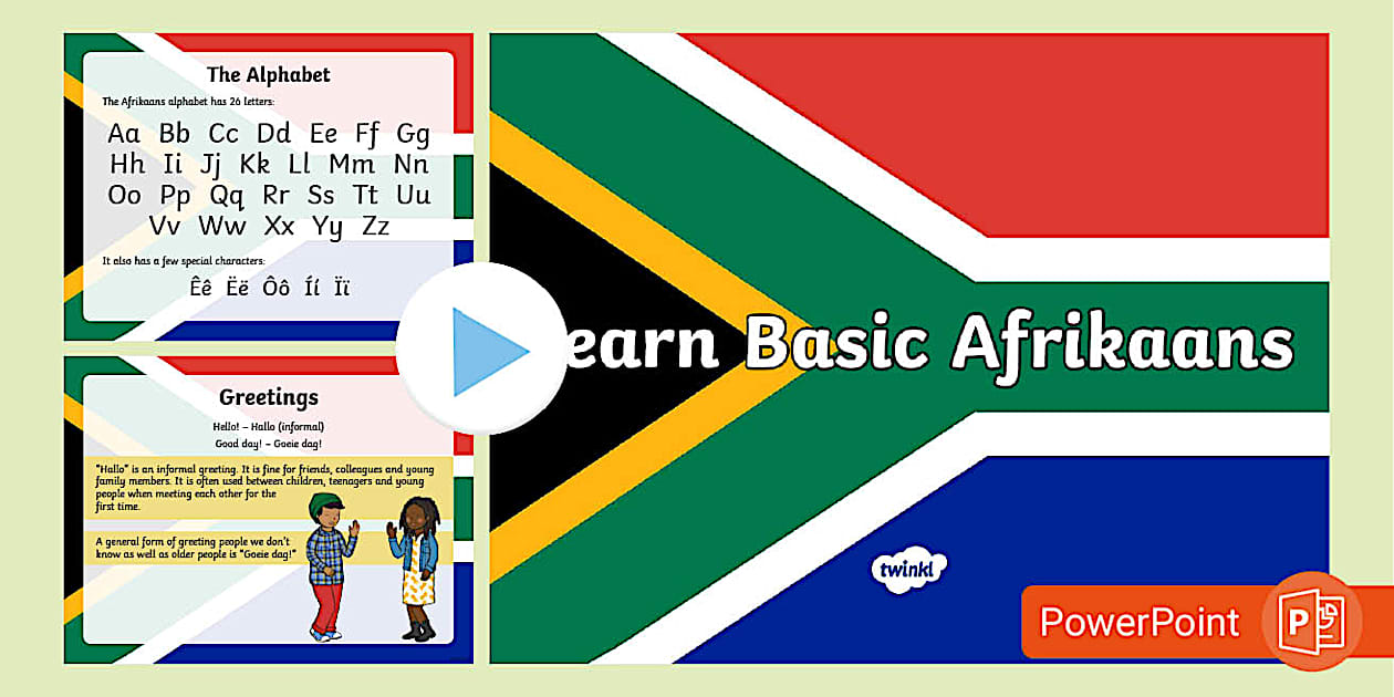 Learn Basic Afrikaans PowerPoint English/Afrikaans Twinkl