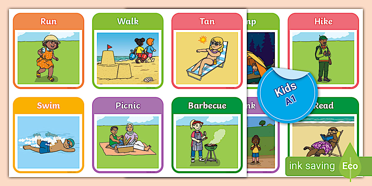 Summer Action Cards [Kids, A1] (Hecho por educadores)