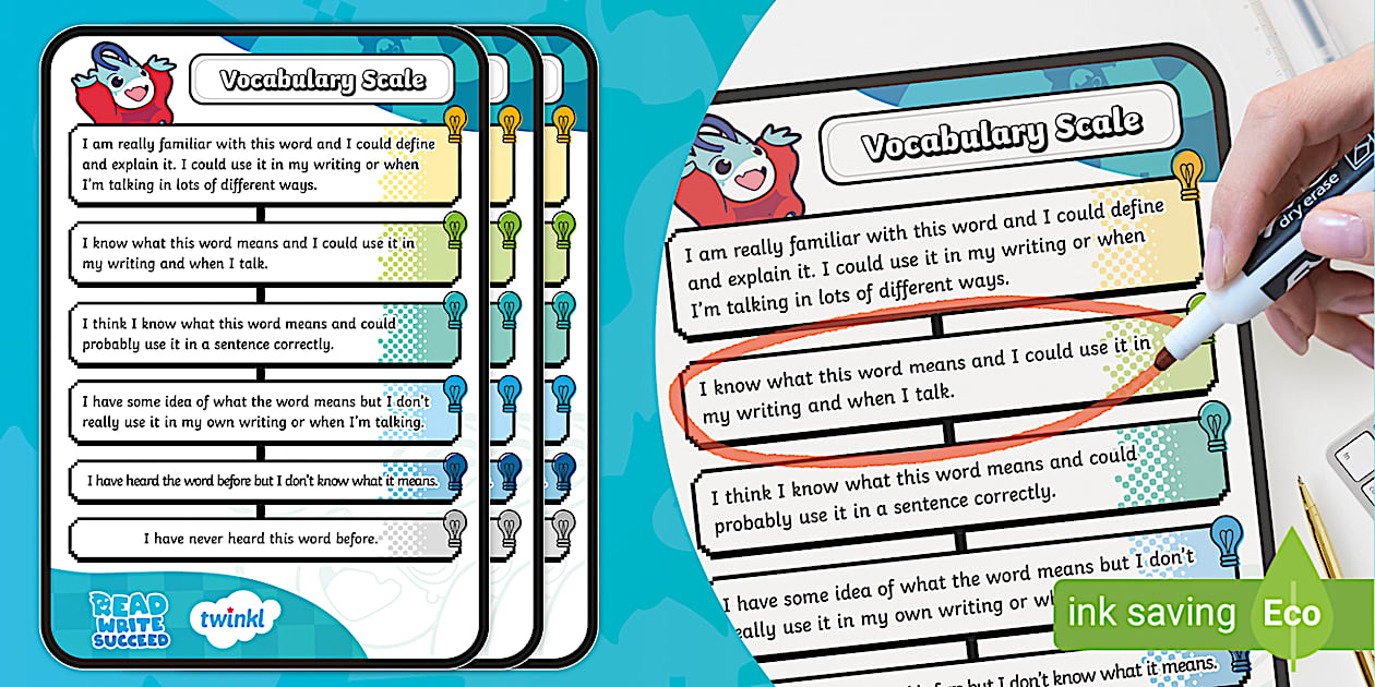 Read, Write, Succeed: Vocabulary Scales (teacher made)