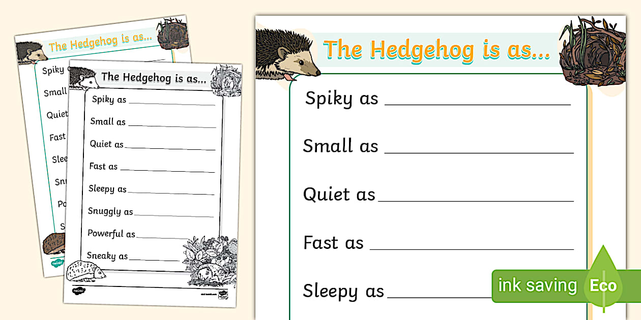 Hedgehog Simile Poem Template (ティーチャーメイド)