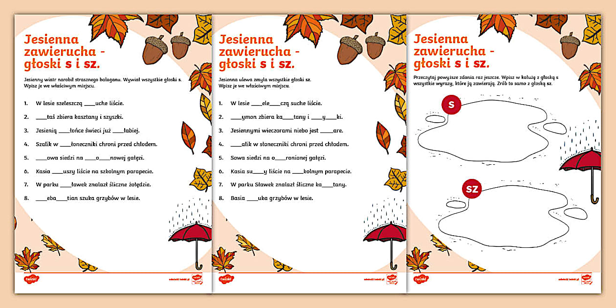 Różnicowanie Głosek Sz S Karty Pracy Logopedia | Zróżnicowanie s i sz | Karta pracy - Twinkl