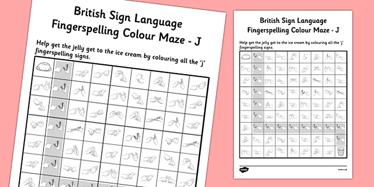 British Sign Language Fingerspelling Colour Maze J