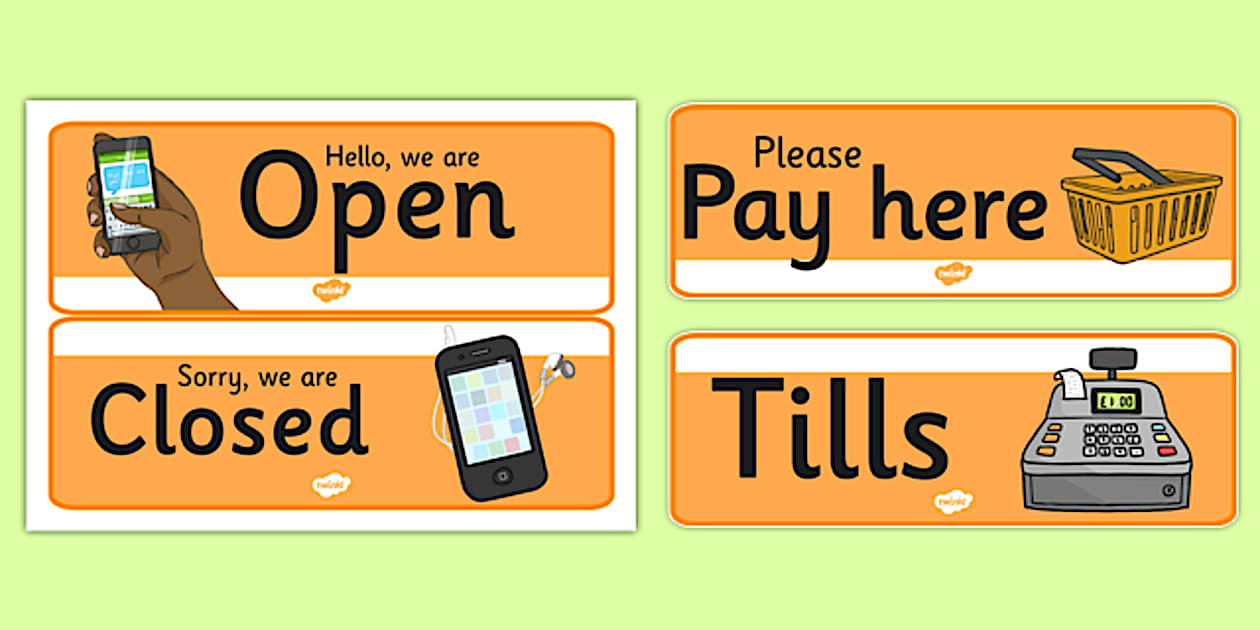 Telephone. Shop Sign Mobile Phone Shop Role Play Signs
