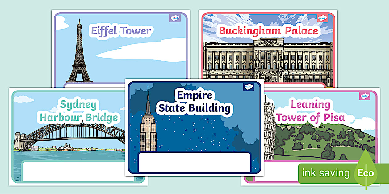 π World Landmarks Group Display Labels - Twinkl