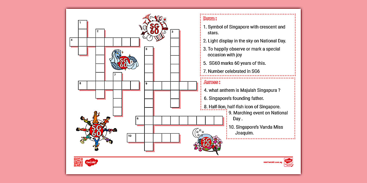 SG60 Singapore National Day Crossword Activity