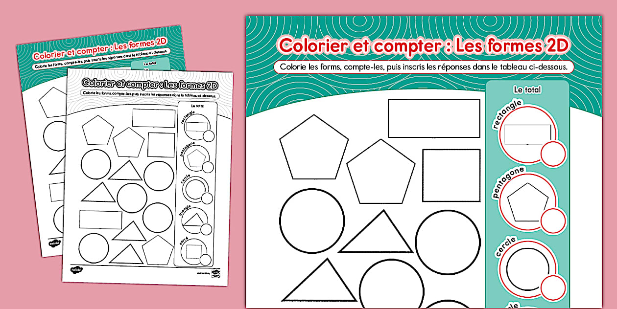 Colorier et compter : Les formes 2D (teacher made) - Twinkl