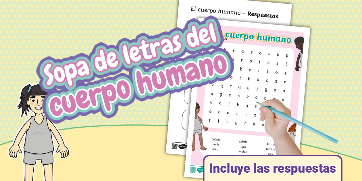Sopa de letras del cuerpo humano - Twinkl