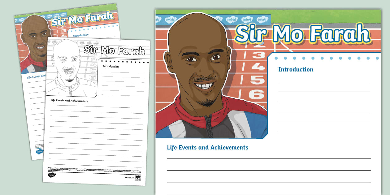 Sir Mo Farah Biography Template (teacher made) - Twinkl